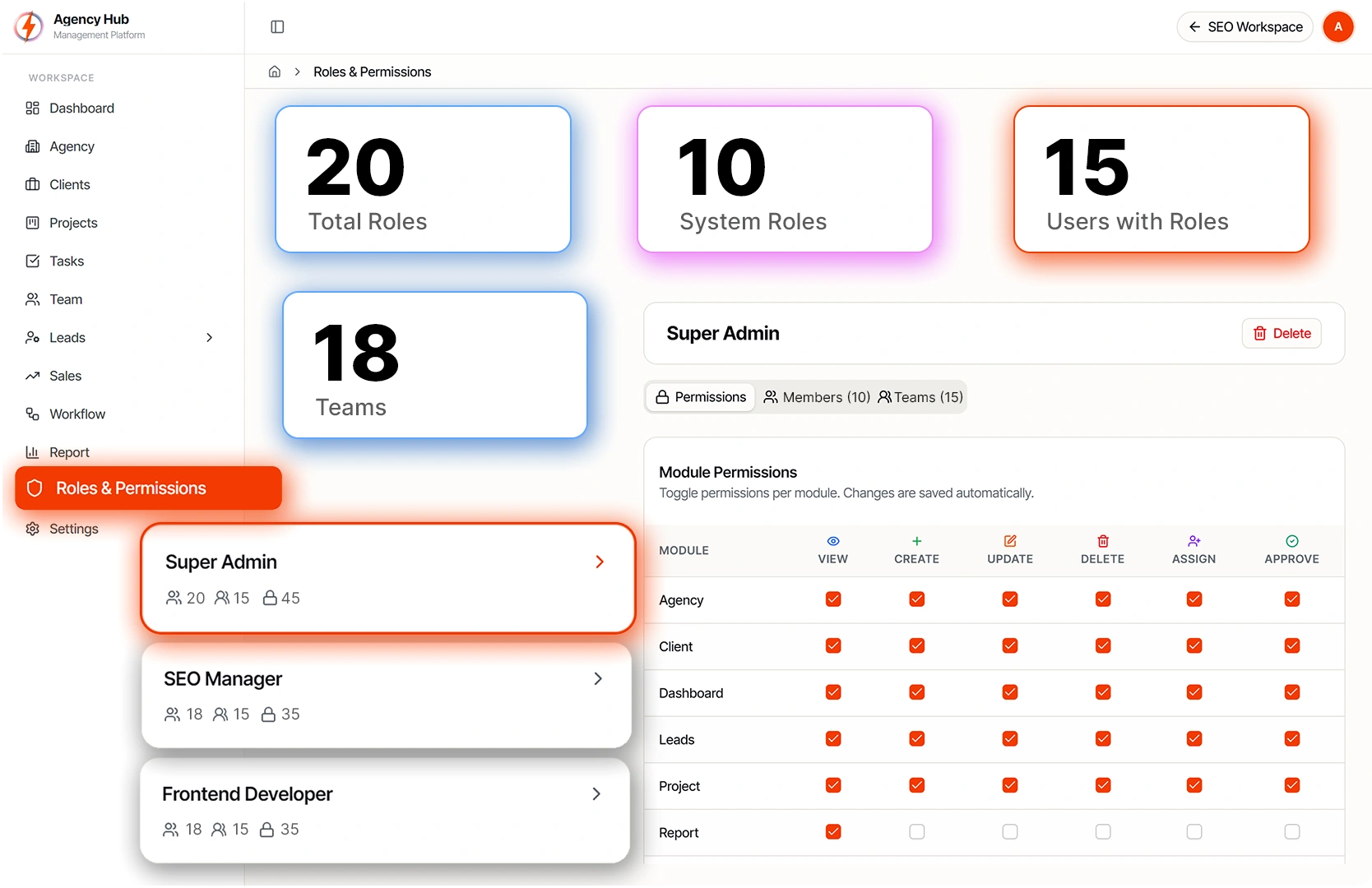 Roles and Permissions Command Center Showcase